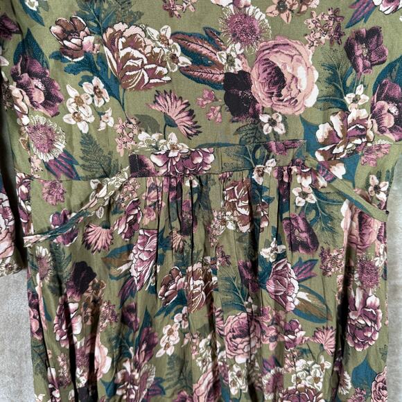 Mia Joy Floral Wrap Midi Dress | Green Boho V-Neck Feminine Dainty | Sz 10 | NWT - Picture 6 of 15